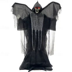 Halloween Skeleton Hanging Ghost Decorations, Grim Reaper Halloween Props with Sound Activated, Decorative Ghost to Hhang for Outdoor Yard, Haunted House