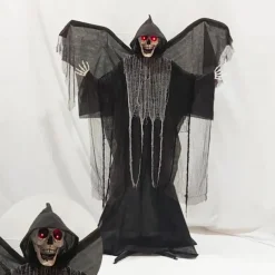 Halloween Skeleton Hanging Ghost Decorations, Grim Reaper Halloween Props with Sound Activated, Decorative Ghost to Hhang for Outdoor Yard, Haunted House