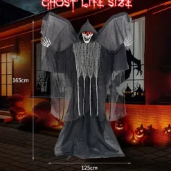 Halloween Skeleton Hanging Ghost Decorations, Grim Reaper Halloween Props with Sound Activated, Decorative Ghost to Hhang for Outdoor Yard, Haunted House