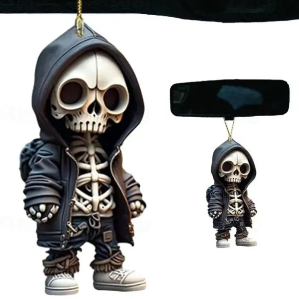 Halloween Skeleton Pendant, Car Rearview Mirror Ornament, Acrylic Car Suspension Interior Decoration Pendant