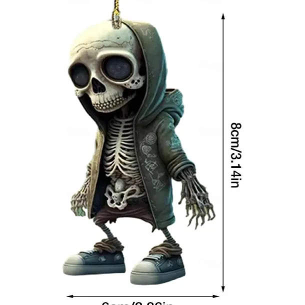 Halloween Skeleton Pendant, Car Rearview Mirror Ornament, Acrylic Car Suspension Interior Decoration Pendant