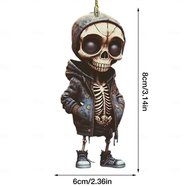 Halloween Skeleton Pendant, Car Rearview Mirror Ornament, Acrylic Car Suspension Interior Decoration Pendant