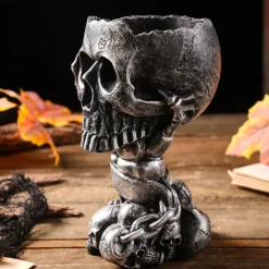 Halloween Skeleton Skull Head Flower Pot Nordic Modern Home Decoration Personalized Damaged Old Shackles Skull Head Resin Crafts Halloween Ghost Head Bone Gift Scene Decoration Photography Props 1PC