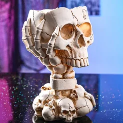 Halloween Skeleton Skull Head Flower Pot Nordic Modern Home Decoration Personalized Damaged Old Shackles Skull Head Resin Crafts Halloween Ghost Head Bone Gift Scene Decoration Photography Props 1PC