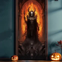 Halloween Skeletons Door Covers Door Tapestry Door Curtain Decoration Backdrop Door Banner for Front Door Farmhouse Holiday Party Decor Supplies