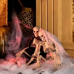 Halloween Skeletons, Full Body Posable Joints Skeletons for Halloween Decoration Bride Groom Halloween Party Favors Haunted House Accessories Indoor Outdoor Spooky Scene Decoration