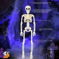 Halloween Skeletons, Full Body Posable Joints Skeletons for Halloween Decoration Bride Groom Halloween Party Favors Haunted House Accessories Indoor Outdoor Spooky Scene Decoration