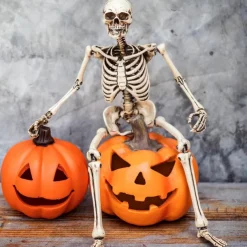 Halloween Skeletons, Halloween Decorations Skull, Full Body Realistic Faux Human Skeleton, Halloween Decor for Haunted House Props