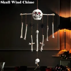 Halloween Skull Bone Wind Chime Hanging Decorations Haunted House Secret Room Creative Glowing Hanging Ghosts Horror Atmosphere Decorative Props
