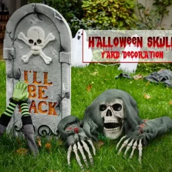 Halloween Skull Decoration Arms Stakes for Indoor and Outdoor Garden Skull and Skeleton Lawn Graveyard for Halloween Decoration
