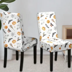 Halloween Skull Pattern Dining Chair Cover Festival Table Decor Dress-up Props For Decoration