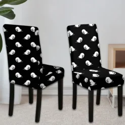 Halloween Skull Pattern Dining Chair Cover Festival Table Decor Dress-up Props For Decoration