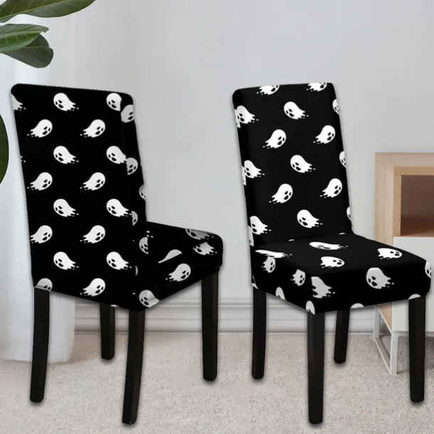 Halloween Skull Pattern Dining Chair Cover Festival Table Decor Dress-up Props For Decoration