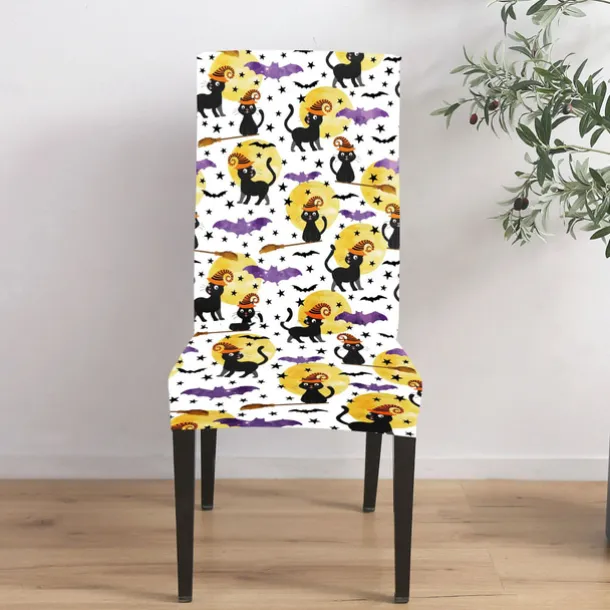 Halloween Skull Pattern Dining Chair Cover Festival Table Decor Dress-up Props For Decoration