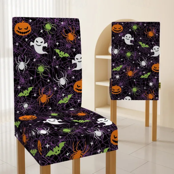 Halloween Skull Pattern Dining Chair Cover Festival Table Decor Dress-up Props For Decoration