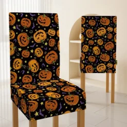 Halloween Skull Pattern Dining Chair Cover Festival Table Decor Dress-up Props For Decoration