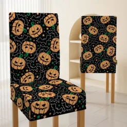 Halloween Skull Pattern Dining Chair Cover Festival Table Decor Dress-up Props For Decoration