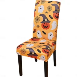 Halloween Skull Pattern Dining Chair Cover Festival Table Decor Dress-up Props For Decoration