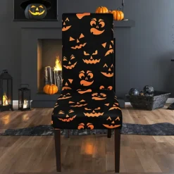 Halloween Skull Pattern Dining Chair Cover Festival Table Decor Dress-up Props For Decoration