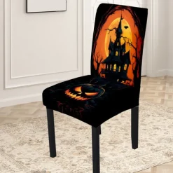 Halloween Skull Pattern Dining Chair Cover Festival Table Decor Dress-up Props For Decoration