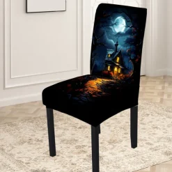 Halloween Skull Pattern Dining Chair Cover Festival Table Decor Dress-up Props For Decoration