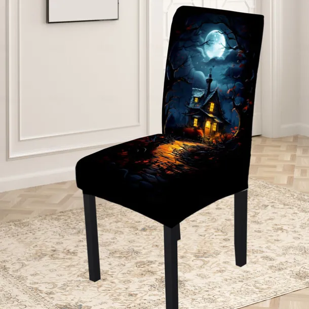Halloween Skull Pattern Dining Chair Cover Festival Table Decor Dress-up Props For Decoration