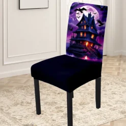Halloween Skull Pattern Dining Chair Cover Festival Table Decor Dress-up Props For Decoration