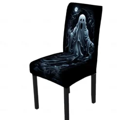 Halloween Skull Pattern Dining Chair Cover Festival Table Decor Dress-up Props For Decoration