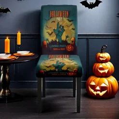 Halloween Skull Pattern Dining Chair Cover Festival Table Decor Dress-up Props For Decoration