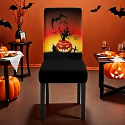 Halloween Skull Pattern Dining Chair Cover Festival Table Decor Dress-up Props For Decoration
