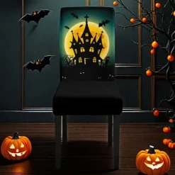 Halloween Skull Pattern Dining Chair Cover Festival Table Decor Dress-up Props For Decoration