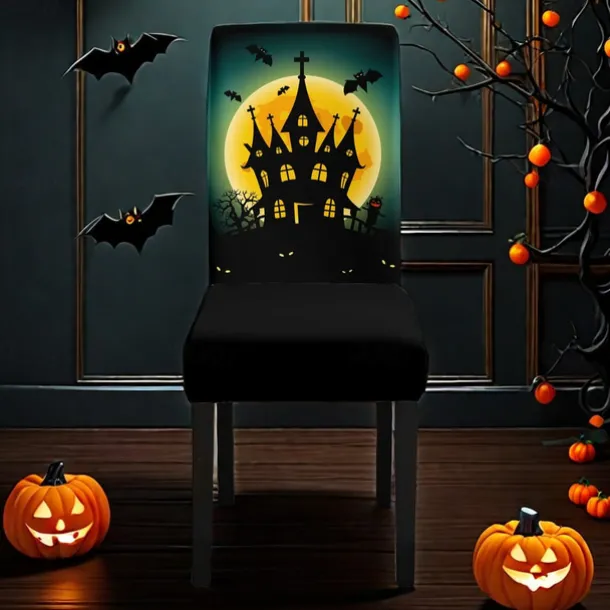 Halloween Skull Pattern Dining Chair Cover Festival Table Decor Dress-up Props For Decoration