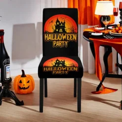Halloween Skull Pattern Dining Chair Cover Festival Table Decor Dress-up Props For Decoration