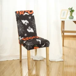 Halloween Skull Pattern Dining Chair Cover Festival Table Decor Dress-up Props For Decoration