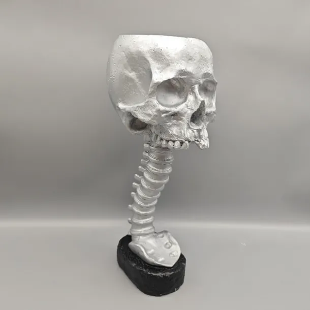 Halloween Skull Planter & Spine Stand, Resin Skull Head Flower Succulent Cactus Planter Pots,or Home Office Desk Decorations Halloween Scene Statue Sculpture Decorations