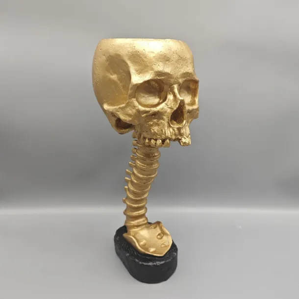 Halloween Skull Planter & Spine Stand, Resin Skull Head Flower Succulent Cactus Planter Pots,or Home Office Desk Decorations Halloween Scene Statue Sculpture Decorations