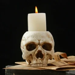 Halloween Skull Resin Candle Holder - Skeleton Candlestick Halloween Decoration (Not Include Cande)