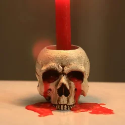 Halloween Skull Resin Candle Holder - Skeleton Candlestick Halloween Decoration (Not Include Cande)