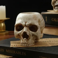 Halloween Skull Resin Candle Holder - Skeleton Candlestick Halloween Decoration (Not Include Cande)