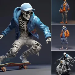 Halloween Skull Resin Figurine – Spooky Skeleton Decoration – Desktop Home Decoration, Garden Decor, and Crafts – Halloween Skeleton Resin Figurine for Home and Garden