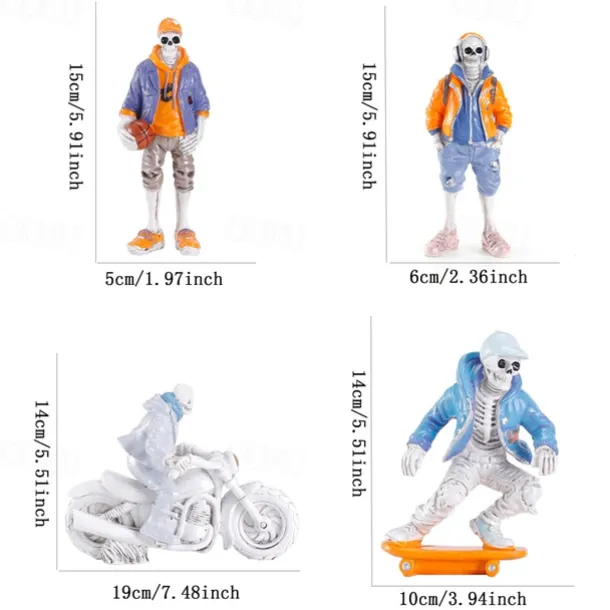 Halloween Skull Resin Figurine – Spooky Skeleton Decoration – Desktop Home Decoration, Garden Decor, and Crafts – Halloween Skeleton Resin Figurine for Home and Garden