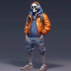 Halloween Skull Resin Figurine – Spooky Skeleton Decoration – Desktop Home Decoration, Garden Decor, and Crafts – Halloween Skeleton Resin Figurine for Home and Garden