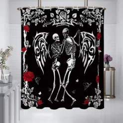 Halloween Skull Shower Curtain, Modern Machine Washable Waterproof Polyester Fabric for Bathroom Decor Bathtub with 12 Hooks