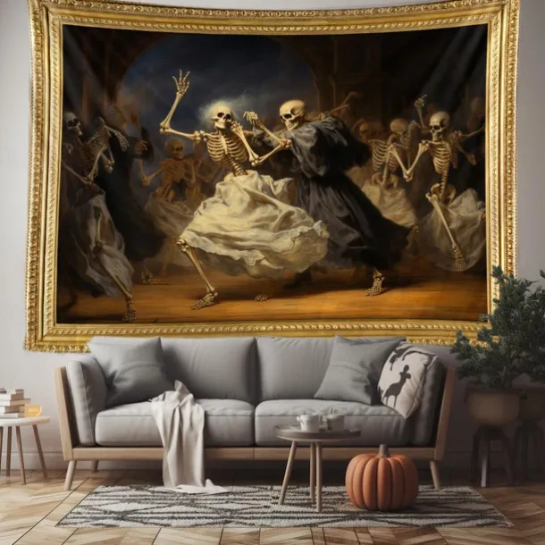 Halloween Skull Skeleton Party Hanging Tapestry Wall Art Large Tapestry Mural Decor Photograph Backdrop Blanket Curtain Home Bedroom Living Room