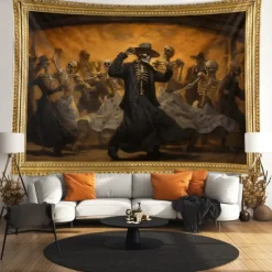 Halloween Skull Skeleton Party Hanging Tapestry Wall Art Large Tapestry Mural Decor Photograph Backdrop Blanket Curtain Home Bedroom Living Room