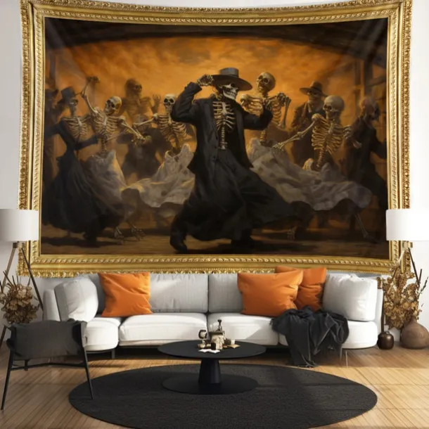 Halloween Skull Skeleton Party Hanging Tapestry Wall Art Large Tapestry Mural Decor Photograph Backdrop Blanket Curtain Home Bedroom Living Room