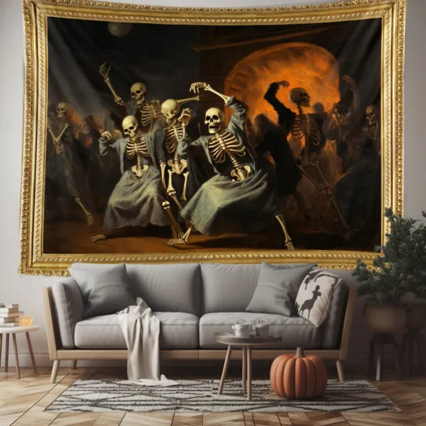 Halloween Skull Skeleton Party Hanging Tapestry Wall Art Large Tapestry Mural Decor Photograph Backdrop Blanket Curtain Home Bedroom Living Room