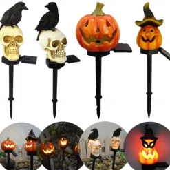 Halloween Solar Pumpkin Lantern Skull Head Decorative Lantern Courtyard Lawn Floor Insertion Lantern Festival Party Atmosphere Lantern