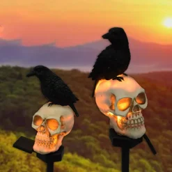 Halloween Solar Pumpkin Lantern Skull Head Decorative Lantern Courtyard Lawn Floor Insertion Lantern Festival Party Atmosphere Lantern