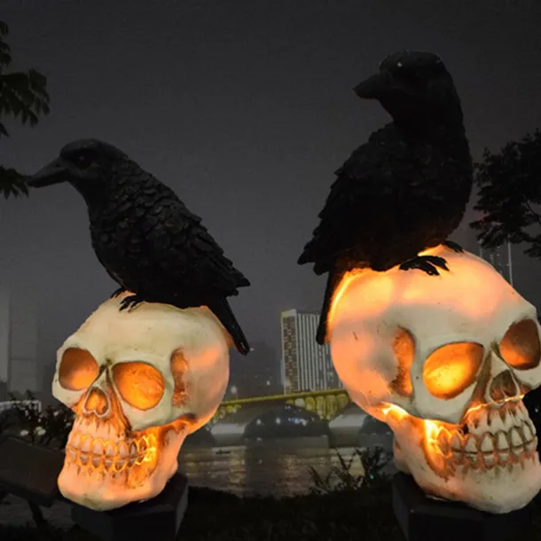 Halloween Solar Pumpkin Lantern Skull Head Decorative Lantern Courtyard Lawn Floor Insertion Lantern Festival Party Atmosphere Lantern